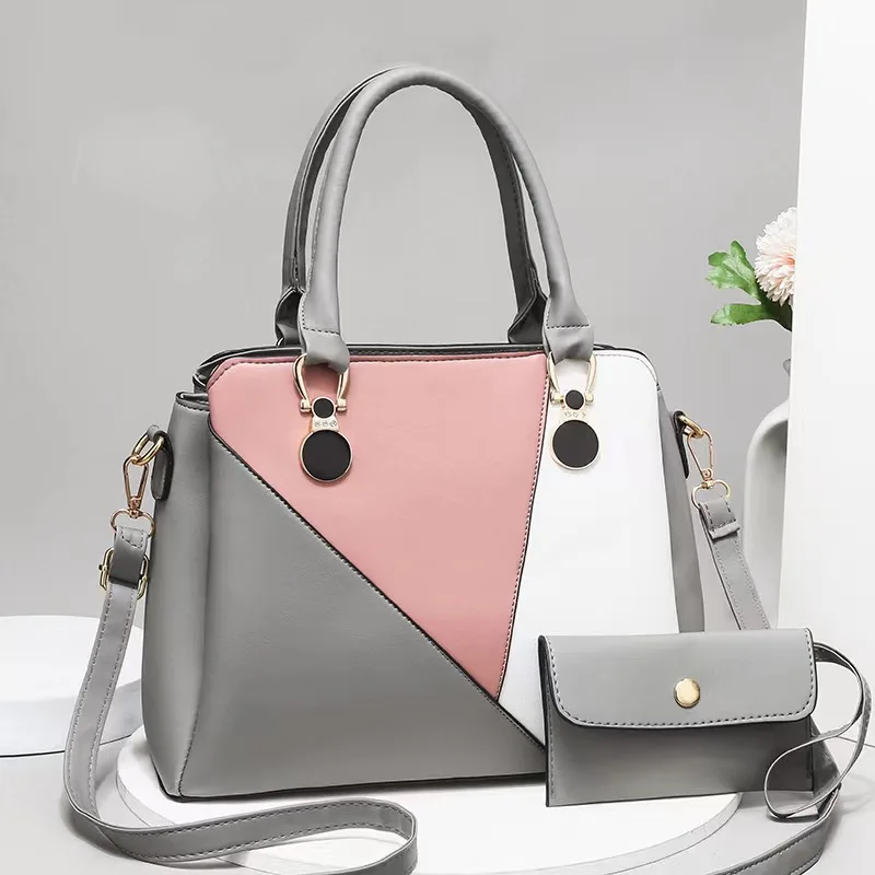 Women's Bag 2023 New Fashion Contrast Color Spliced Mother and Child Bag Handbag Large Capacity One Shoulder Crossbody Bag