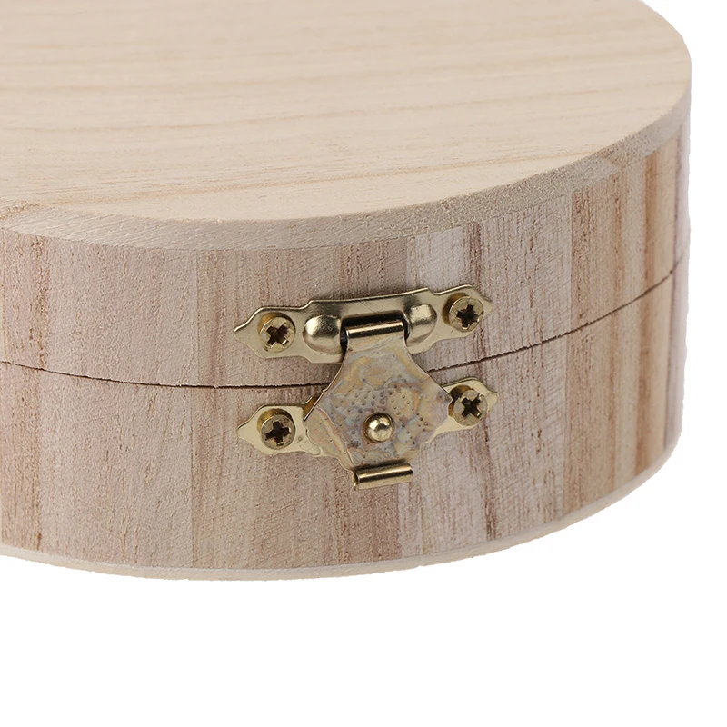 10*10*4.5cm Mini Round Wooden Storage Box Handmade Flip Cover Jewelry Organizer Box Vintage Wood Crafts 4