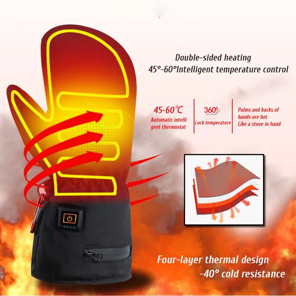 Lined Gloves  Heated Mittens Rechargeable Thermal Breathable  Soft for Women for Cycling