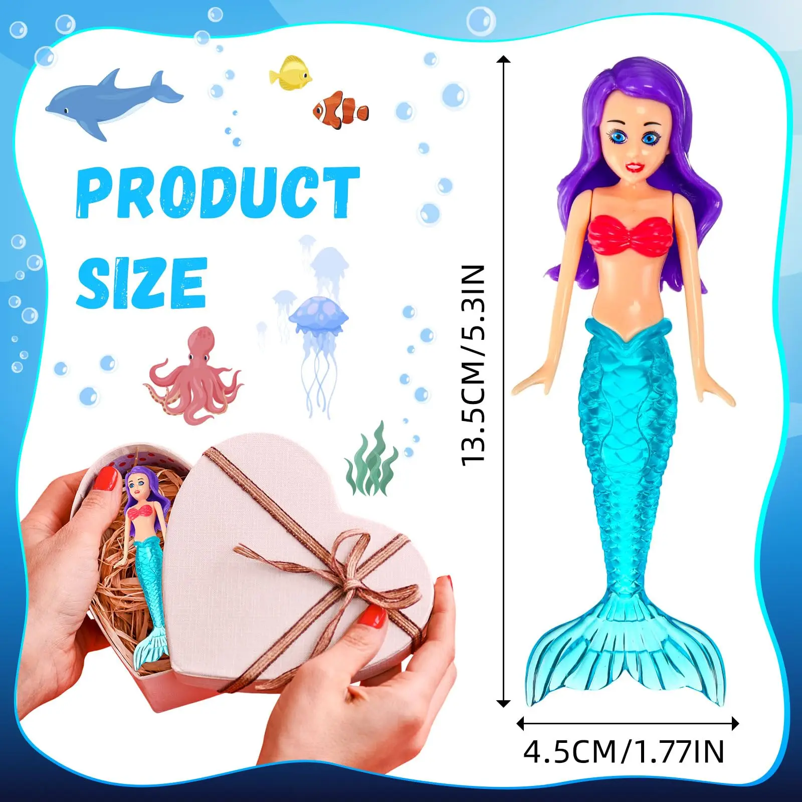 4 Pieces Mermaid Dive Toys Mermaid Bath Toys Colorful Mermaid Pool Toys Swimming Pool Games for Toddlers Boys Girls Teens Adults 2