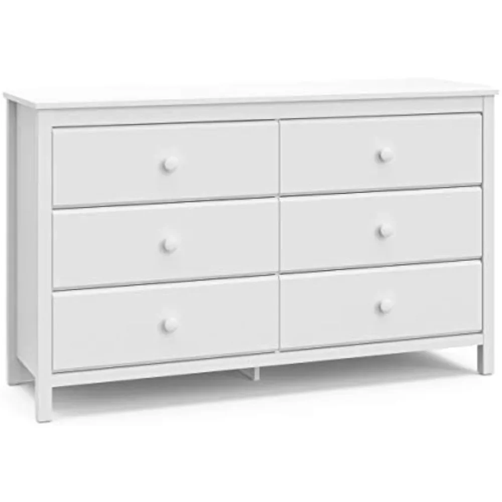 

Storkcraft Alpine 6 Drawer Double Dresser (White) – GREENGUARD Gold Certified, Dresser For Nursery, 6 Drawer Dresser