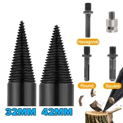 32/42mm lenha divisor broca redonda/hex/triangle shank madeira cone reamer perfurador driver passo broca ferramenta para trabalhar madeira