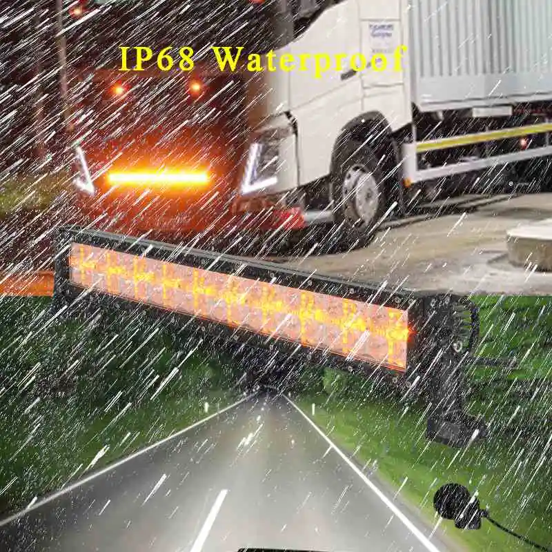 12V 24V 22 32 42 52" Off-road SUV Curved Flood LED Work Light Bar 7D Amber DRL For Jeep Car ATV UTV 4x4 4wd Pickup Truck Lorry led light led light bar