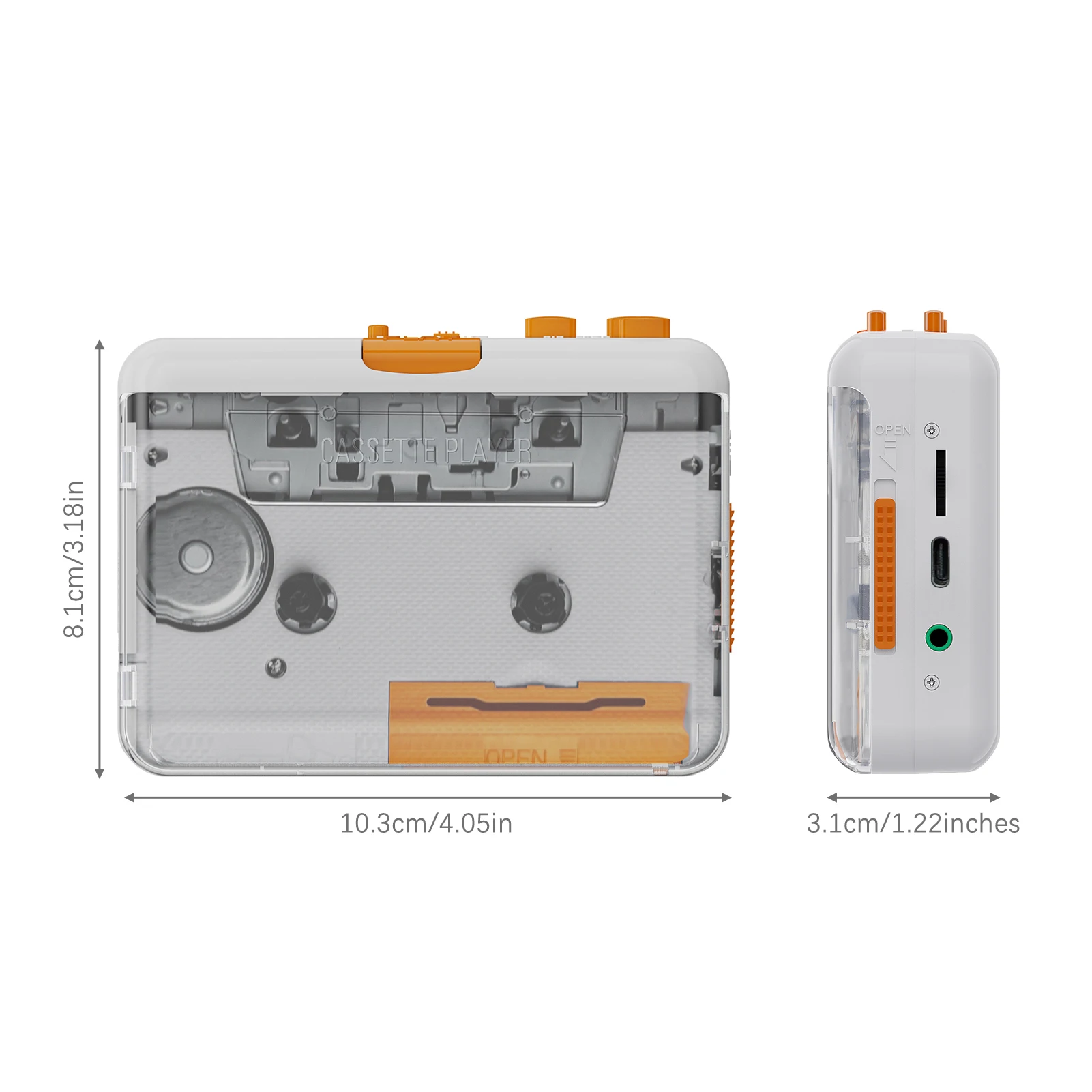 Portable Tape Player USB Cassettes Recorder Cassette to MP3 / CD Converter via USB Compatible with Laptops