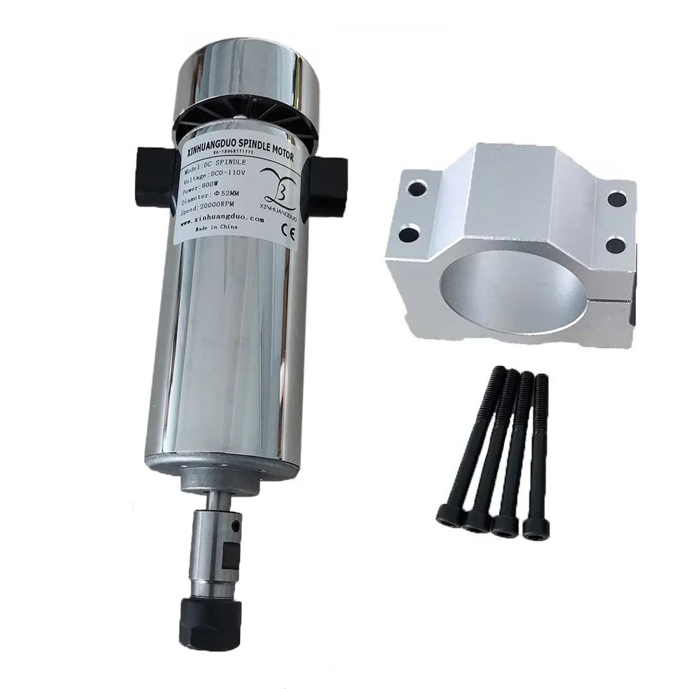 

800W Air Cooled Spindle ER11 ER16 CNC Spindle Motor + 52MM Clamps 0.8KW DC 0-110V 20000RPM Collet Chuck For Engraving