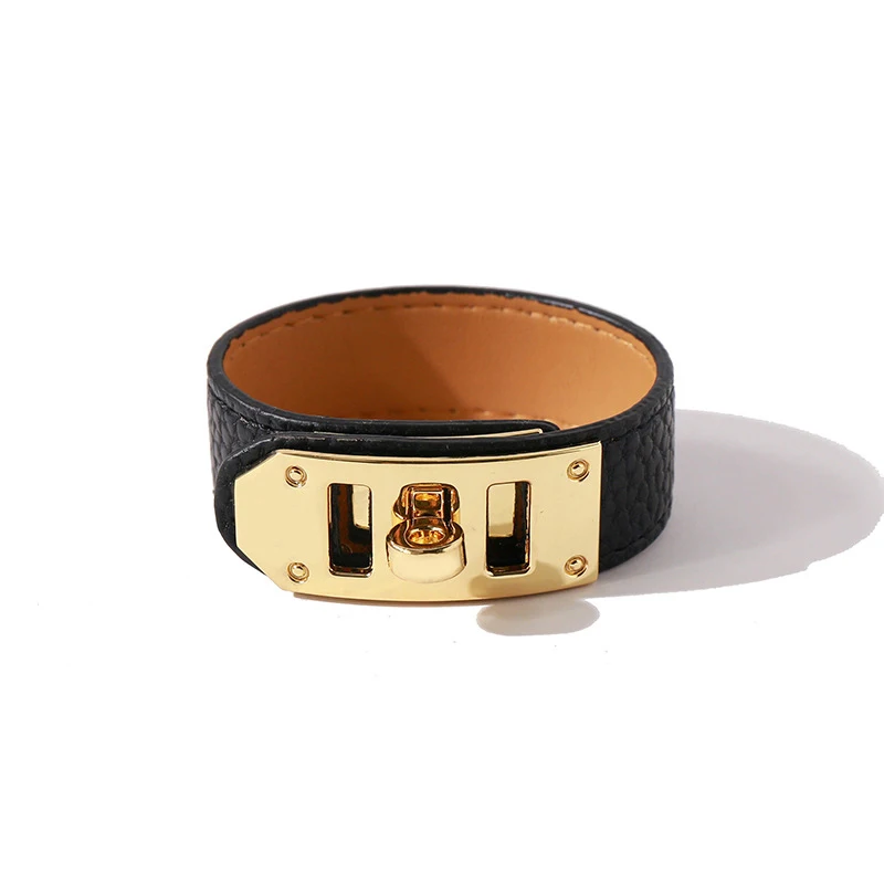 Leather Bracelet 10 Colors Single Layer Gold Plated Rotating Buckle Steel PU For Women Jewelry