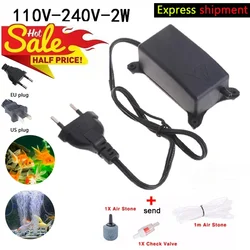 2W Air Pump Quiet Aquarium Empty Fish Tank Oxygen Pump Noiseless Small Air Stone Aquarium Accessories Fish Tank Pump
