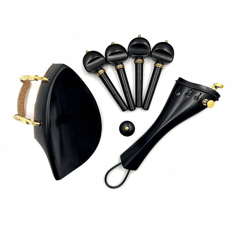1 set 4/4 violin ebony/rosewood/jujube wood accessories parts fittings Tailpiece + Tuning pegs + Endpins + Chin rest/Chin Holder violin accessories