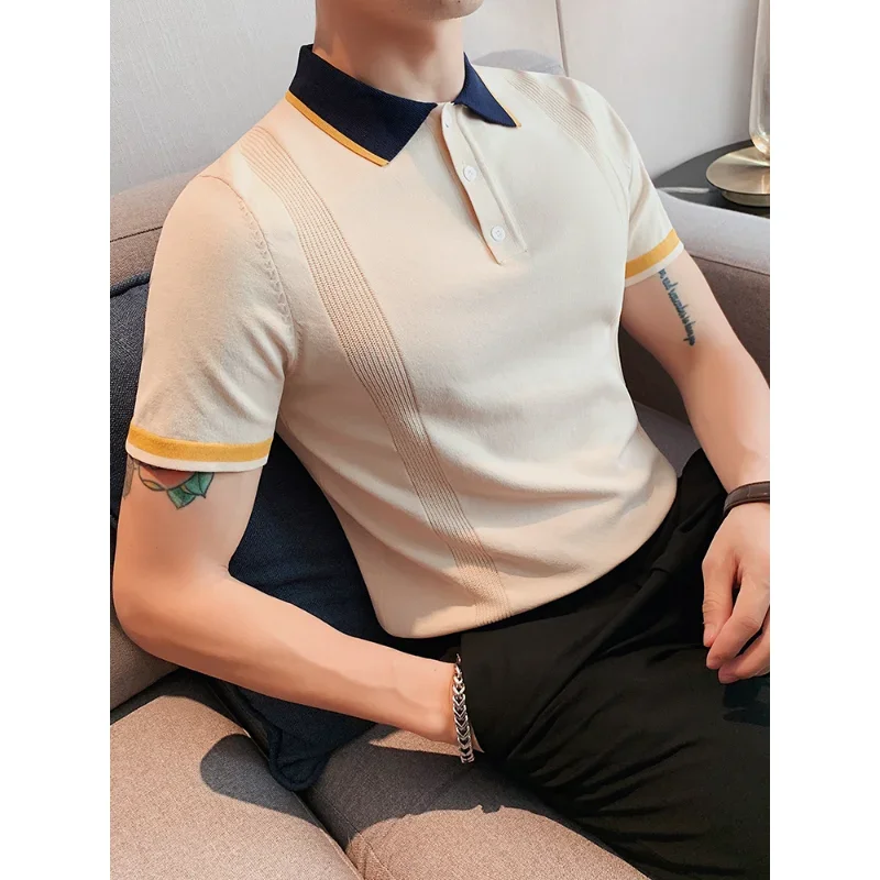 2023 Summer Men's Short Sleeve Top Outdoor Sports Golf Threaded Casual T-Shirt