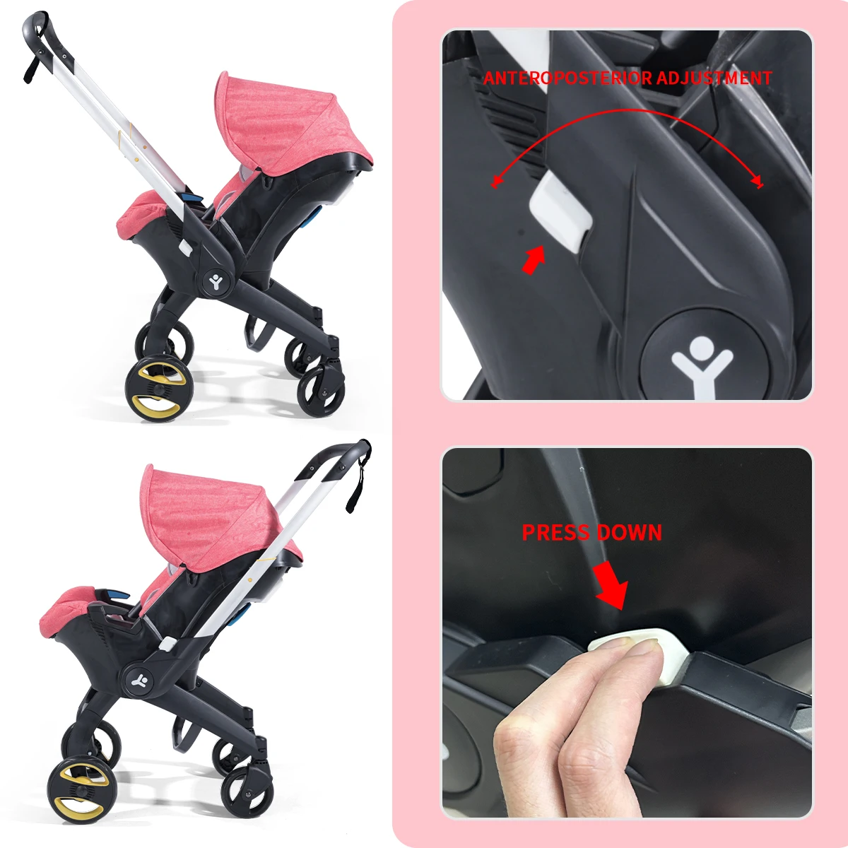 Lightweight baby stroller, adjustable handle, can be pushed in both directions, foldable handcart, suitable for traveling and sh 4