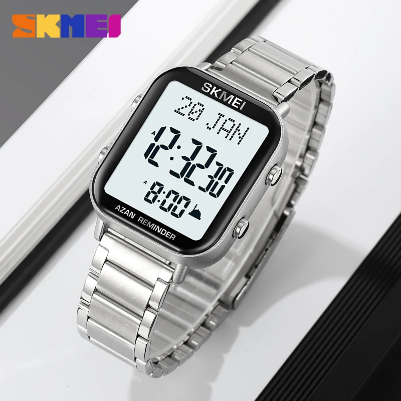 SKMEI For Prayer with Qibla Compass Adhan Alarm Hijri Islamic Wristwatches Clock Back Light Display Muslim Azan Digital Watches 2