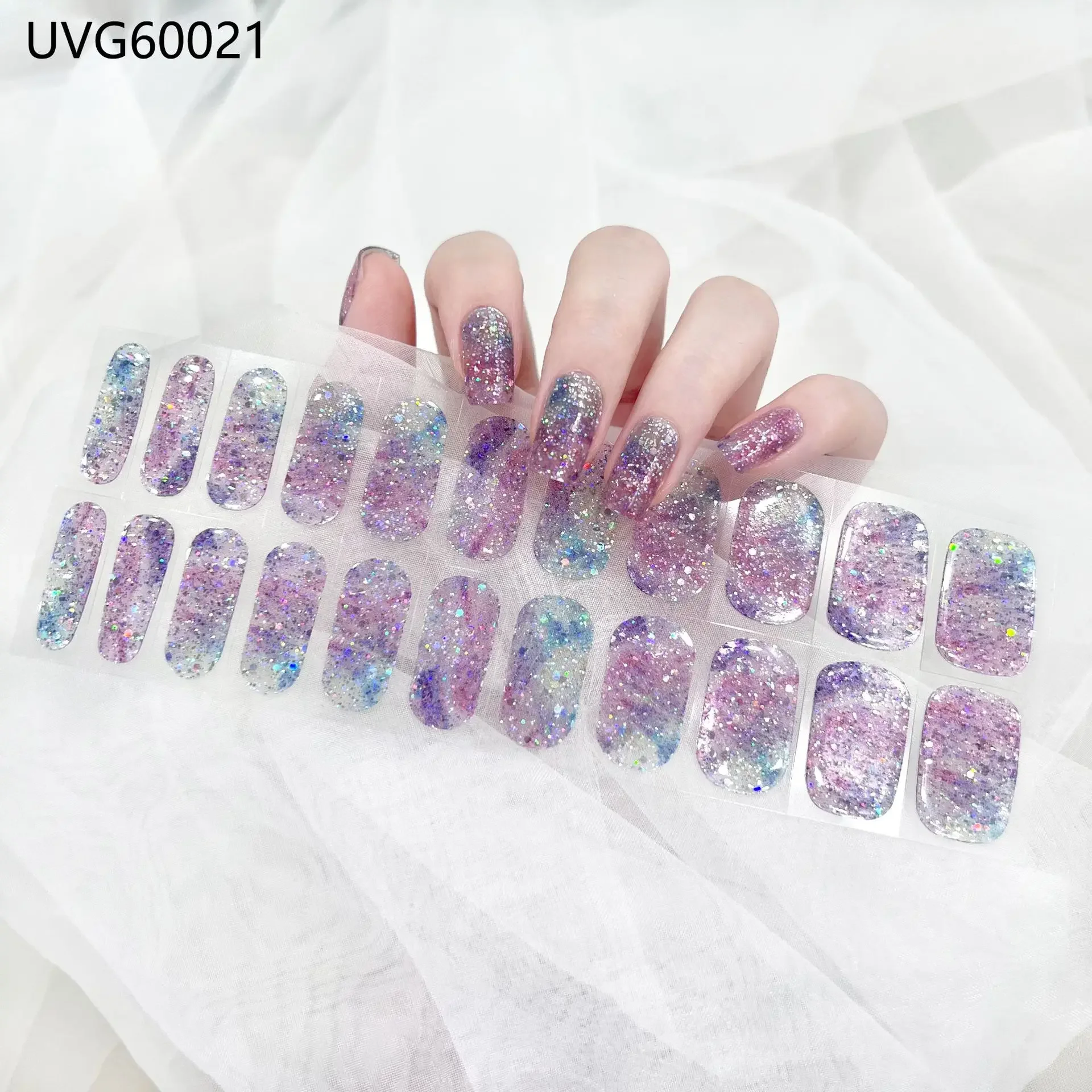 Multicolor Decals Gel Nail Stickers for UV Lamp Full High Quality Use 100% Nail Gel Maniko Semi Cured Gel Nails Strips Nail Art 6