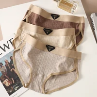 3 pièces/paquet 100% coton femmes Sexy solide bref hygroscopique respirant femme Lingerie confortable Super doux entrejambe sous-vêtements 1