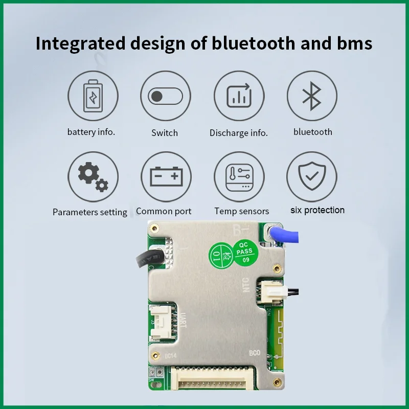 JBD 내장 BT 스마트 BMS 리튬 이온 LiFePo4 24V 36V 48V 7S 8S 9S 10S 11S 12S 13S 14S 40A 50A BMS UART 밸런스 기능 포함