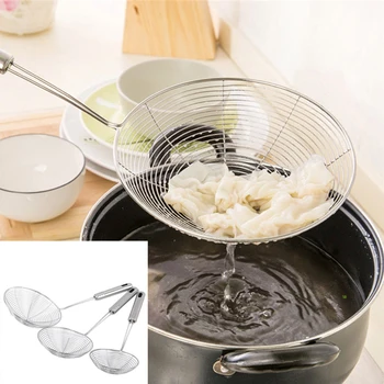 Oval Skimmer Stainless Steel Filter Mesh Oil Pot Food Filter Cookware Colander Fried Filter Kitchen Strainer Baking Cooking Tool 2