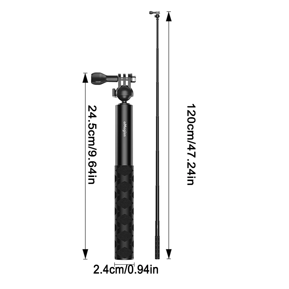 70/120cm 볼 헤드 셀카봉 연장 셀카봉 텔레스코픽 스포츠 카메라 셀카봉 (고프로/액션캠 호환)