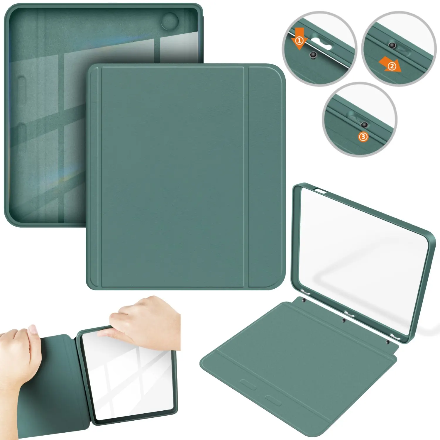 7 Detachable 2-in-1 Clear Acrylic and PU Leather E-Reader Case