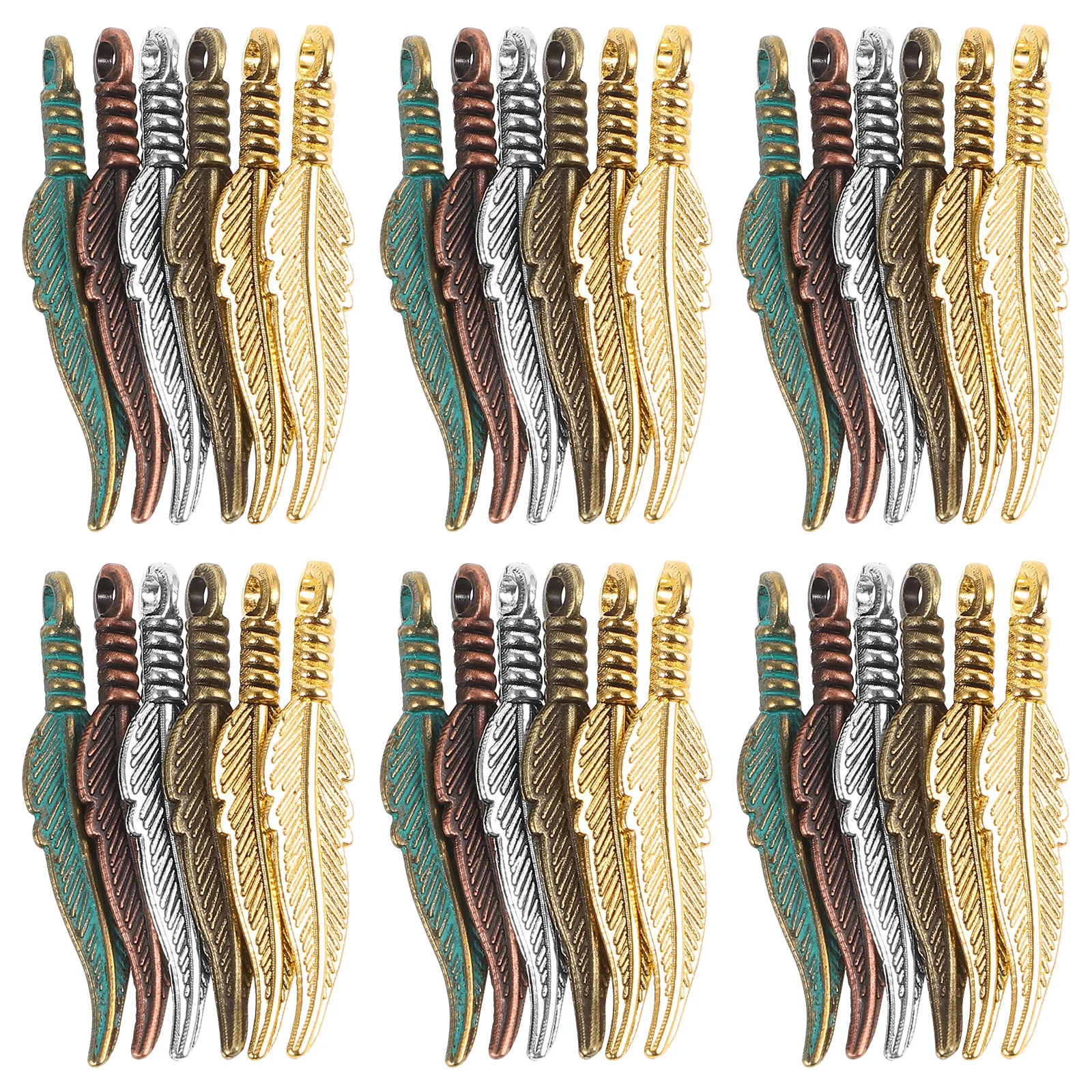 

120 Pcs Pendant Charms for Necklace Keychain Bulk Plume Leaf Pendants Jewelry Making Zinc Alloy Earring DIY Findings