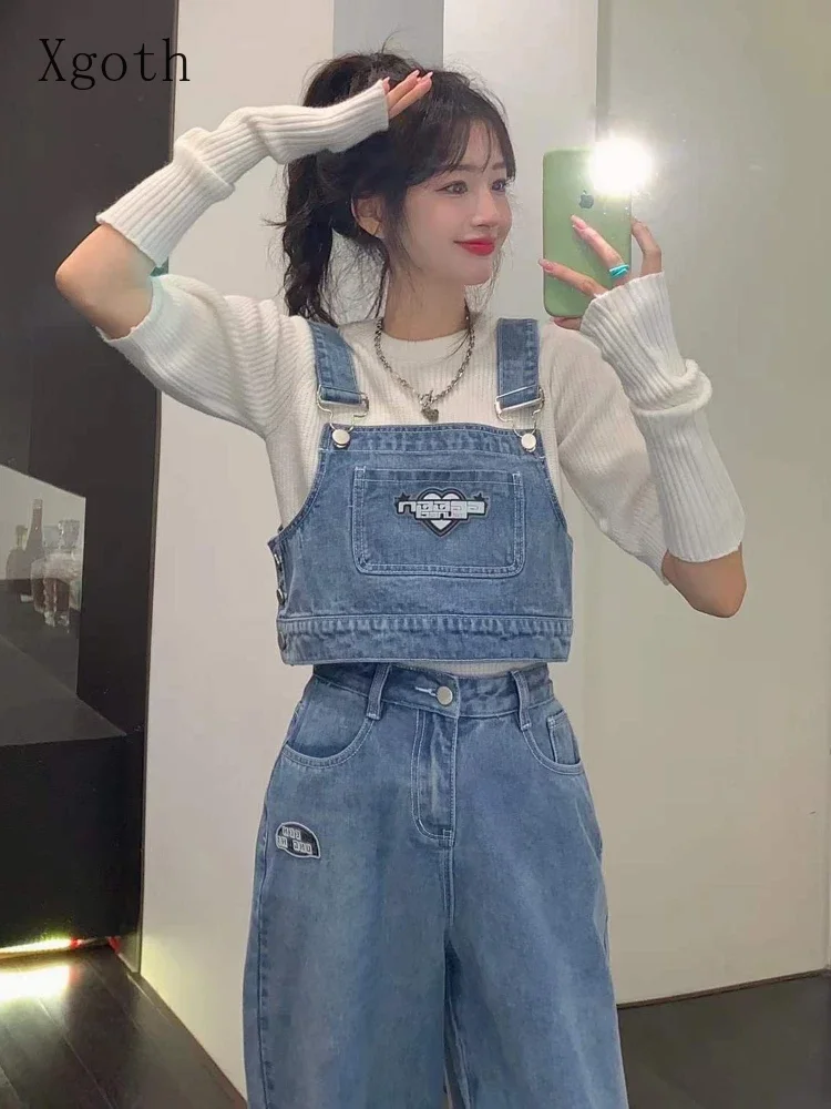 American Vintage Denim Suit Women High Streetcool Wear Loose