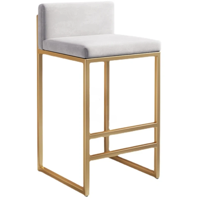 

Nordic Bar Chairs Home Kitchen High Stool Light Luxury Furniture Modern Simple Backrest Cafe Gold Iron Stool