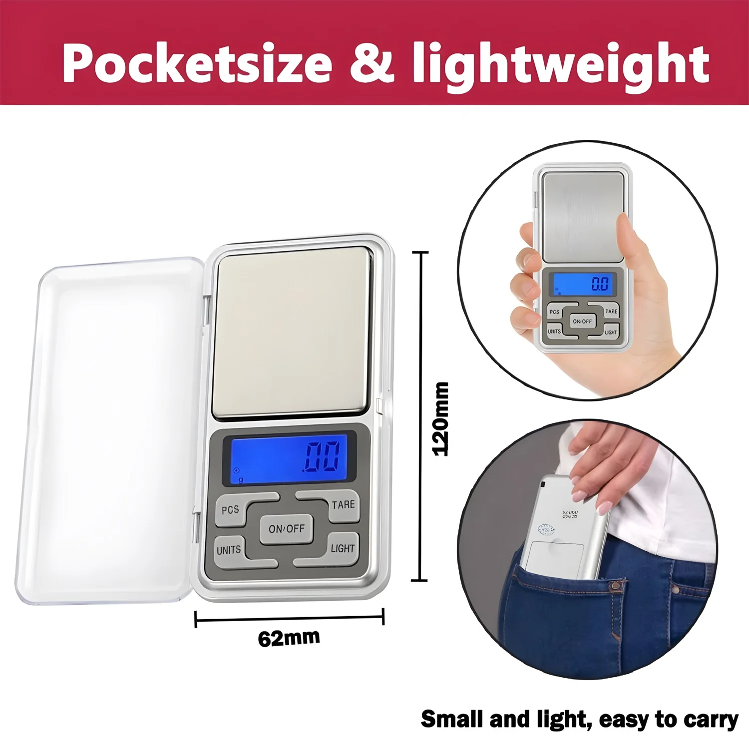 Portable Jewelry Scales Digital Pocket Mini Scale for Diamond Kitchen