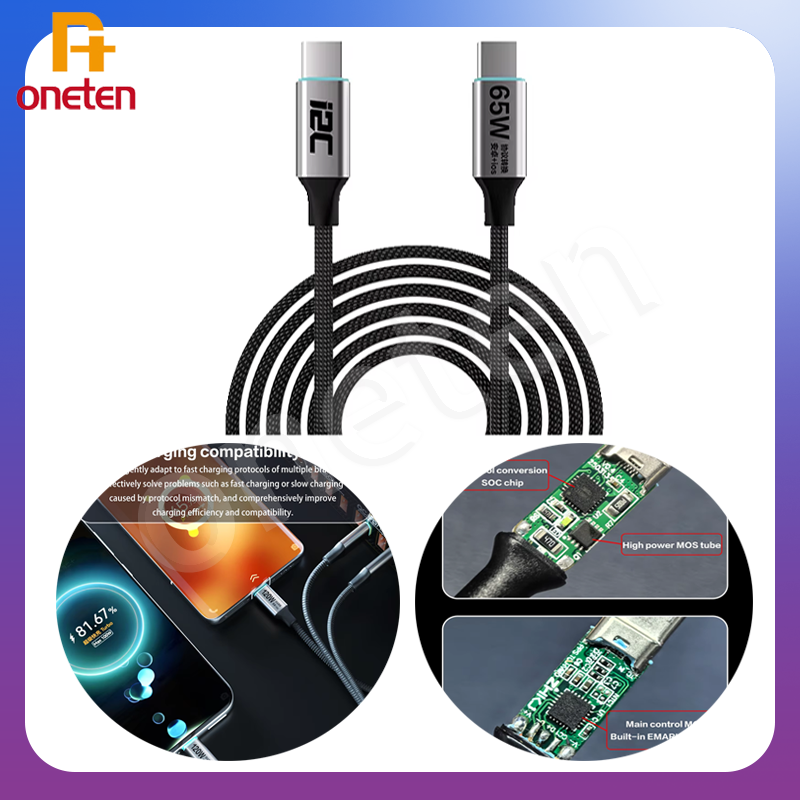 I2C Turbo TU2 TU1 1.8/1.2 Meters 120W 65W High Power Universal Flash Fast Charging Cable for IOS Android Mobile Phones Repair