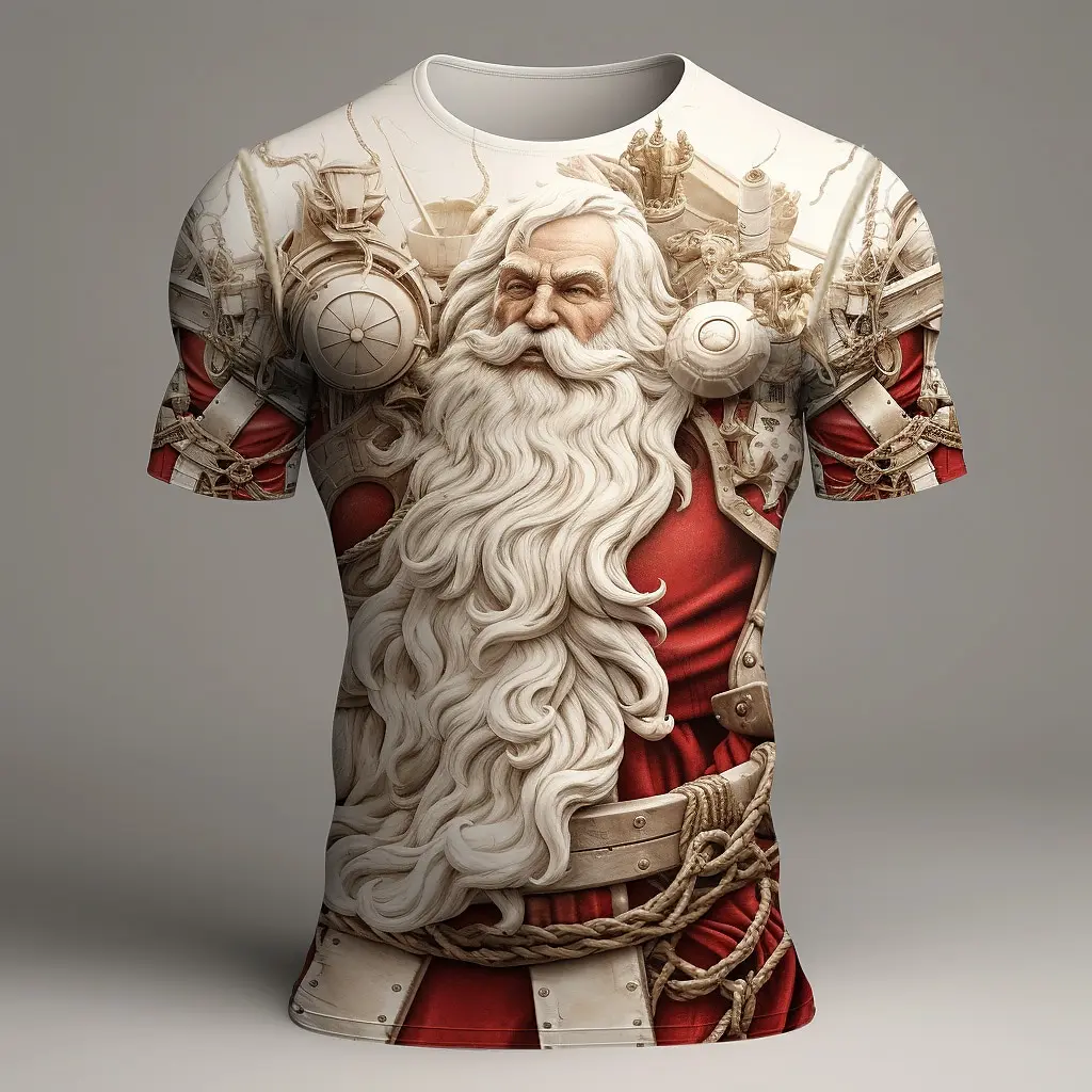 

3d Santa Claus Print T-Shirt For Men Fashion Christmas T-Shirt Holiday Casual Short Sleeve Top Oversized Pullover Quick Dry Tees