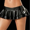 Women PU Faux Leather Solid Color Pleated Micro Mini Skirt High Waist Sexy Short Skirts Party Clubwear Costume Lingerie 1