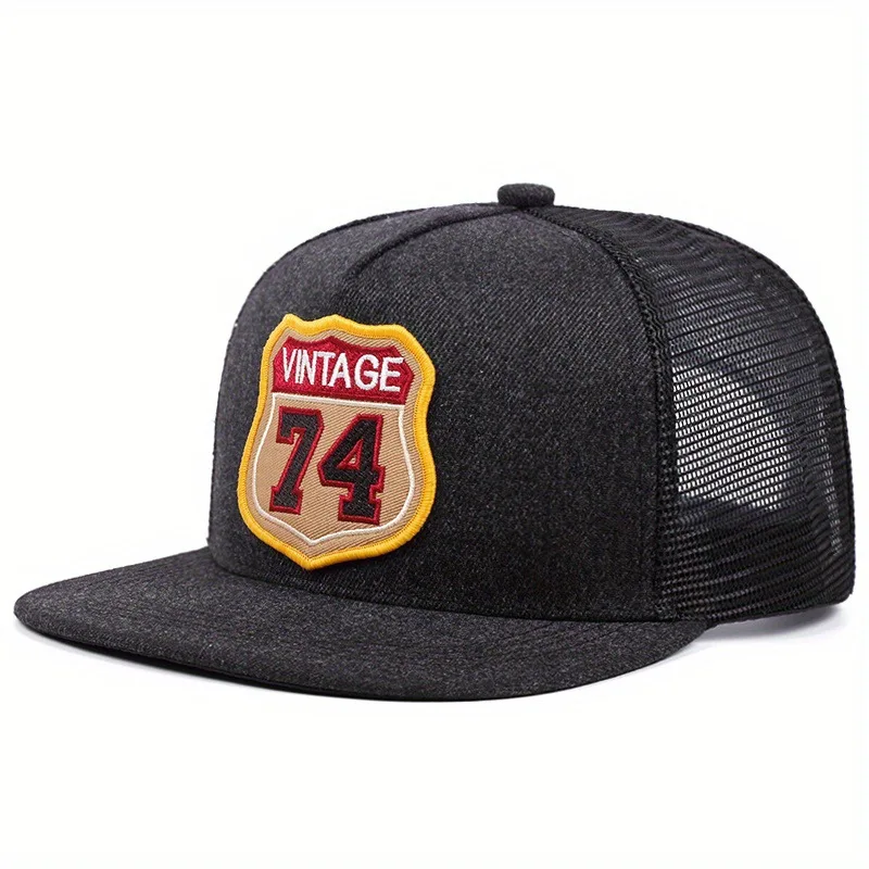 Baseball Caps Men's and Women's Flat Brim Hats Street Embroidered Figure 74 Hip Hop Hat Shade 5