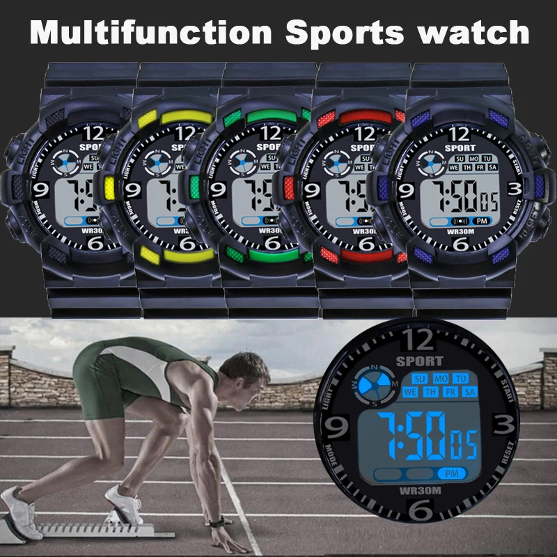 S2208d3c35ec14c08920192fe050011a2L Military Digital Watch for Men Outdoor Men's Sports Watches Clock Waterproof Luminous Chronograph Student Electronic Wristwatch Mallzona