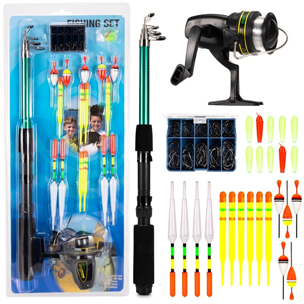 127PCS Fishing Tackle Set Fishing Rod & Reel Combo Telescopic Fishing Rod Pole With Reel Hook Soft Tube Float Accessories