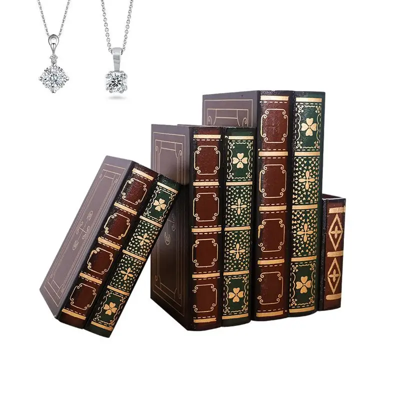 

False Book Box 4pcs Book Shape Organizer Reusable Literary Retro Storage Box For Bedroom Living Room Home Shelf Table