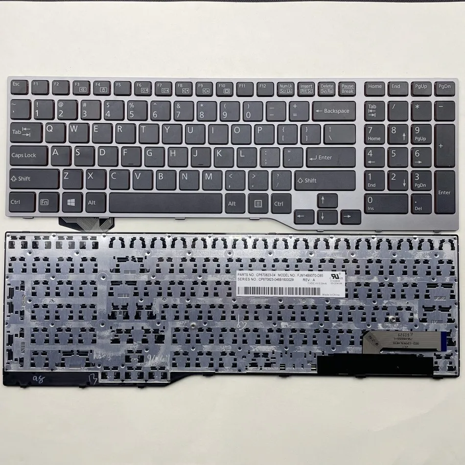 

US Laptop Keyboard For Fujistu E754 Lifebook E557 E753 E756 E554 E556 Silver Frame US Layout
