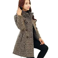 2024 Autumn/Winter New Stand collar Woolen Jacket Women's Fashion Slim Long sleeved Coat Double breasted Female Casual Overcoat 1