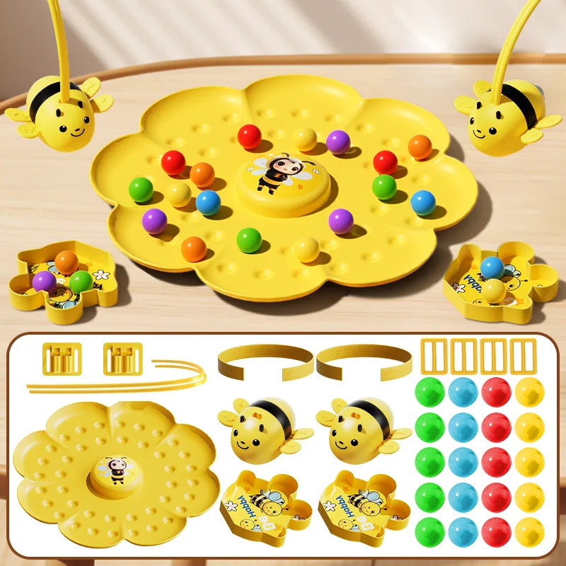 Children Bee Bean-Picking Magnetic Toys Early Education Parent-Child Interaction Multi-Person Fishing Tabletop Game