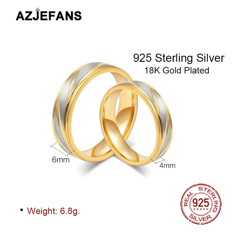 AZJEFANS 커플 반지 18K 골드 도금 웨이브 패턴 웨딩 인피니티 반지 남성과 여성 보석 선물