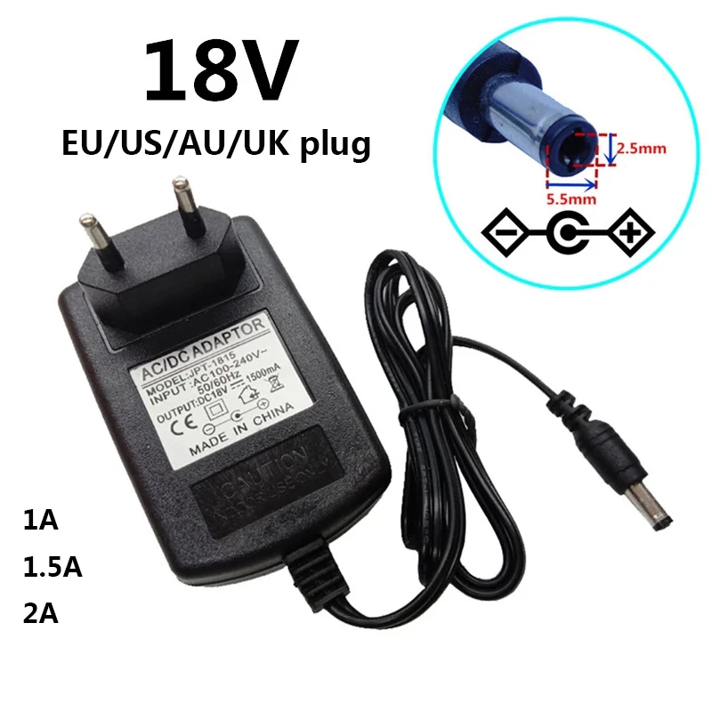 Alimentatore Universale Da 18 Volt 18 V 1A 1.5A 2A Adattatori Ac/Dc Adattatore Di Alimentazione Da 18 V Commutazione Del Trasportatore Dc5.5Mm 5.5*2.5