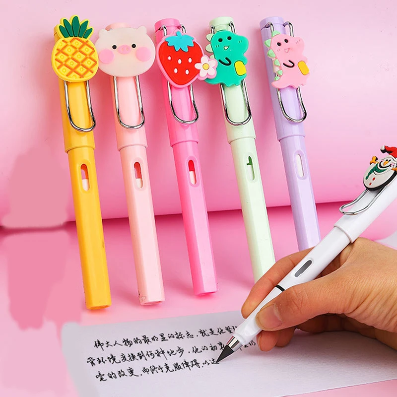 

Карандаш с ластиком для рисования, креативный зажим для письма с изображением животных и фруктов, милые ручки для рисования, школьные и офисные принадлежности