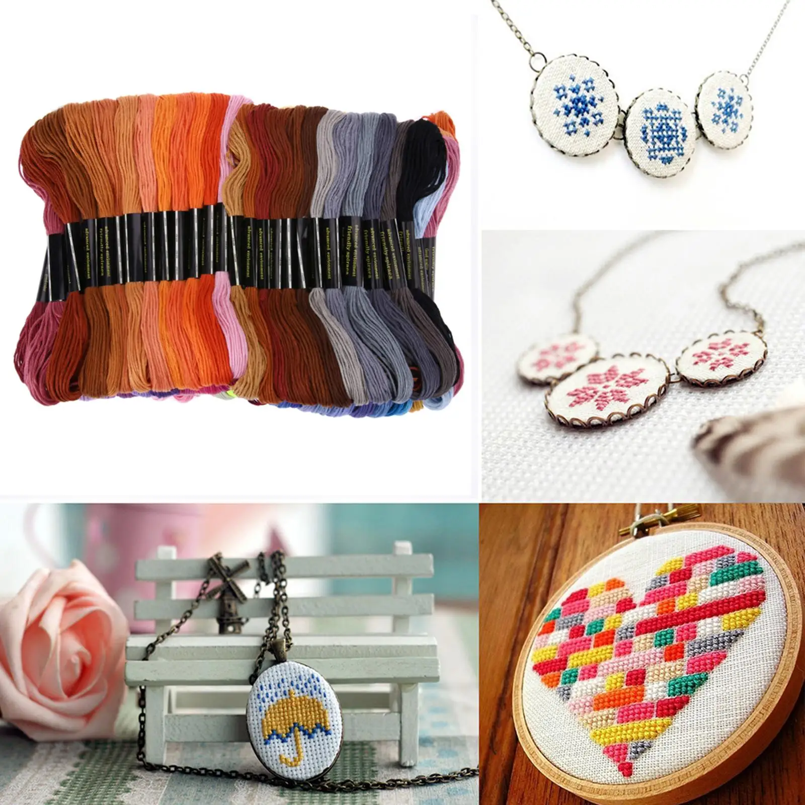 100 Colors Cross Stitch Cotton Embroidery Thread Multifunctional Bracelet Yarn Sewing Accessory Tools for Needle-Threading Tool