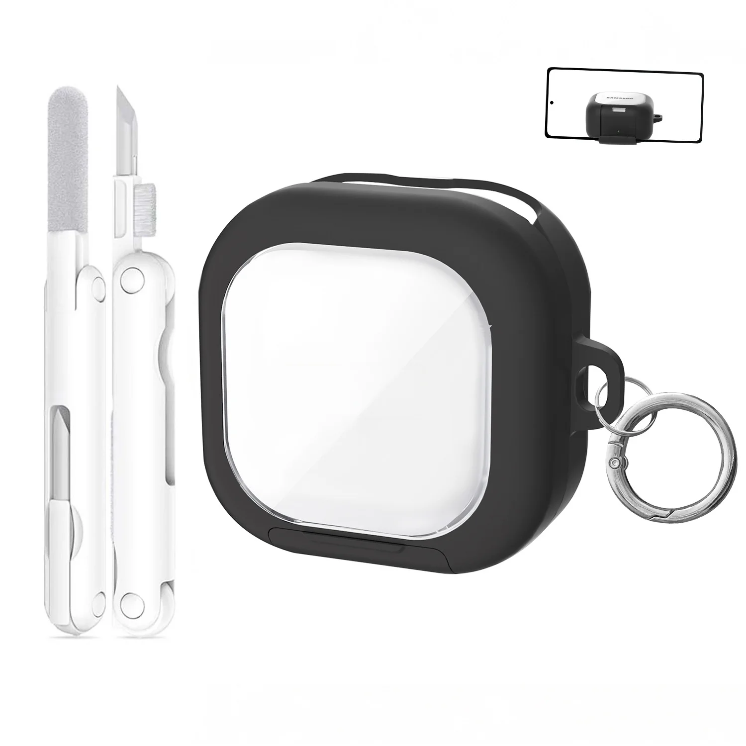 Shock-Resistant Protective Earbud Case with Secure Lock and Holder