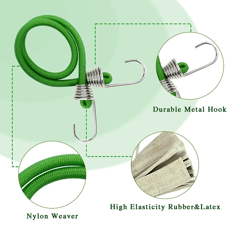 10PCS Luggage Strap Elastic Strap Fixed Elastic Cord Socket Fixed Small Hook 4mm Latex Mini Rope Camping Accessories