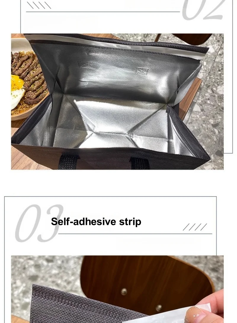 10pcs Grey Non-Woven Insulated Tote Bags – Reusable Portable Pouches for Bread, Food, B... - SKU NITB1619 - UGI Packaging