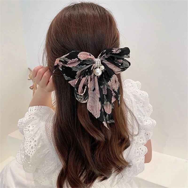 Big Bow Sweet Fabric Floral Hair Clip Korean Version of The Back of The Head Duckbill Clip hair clip