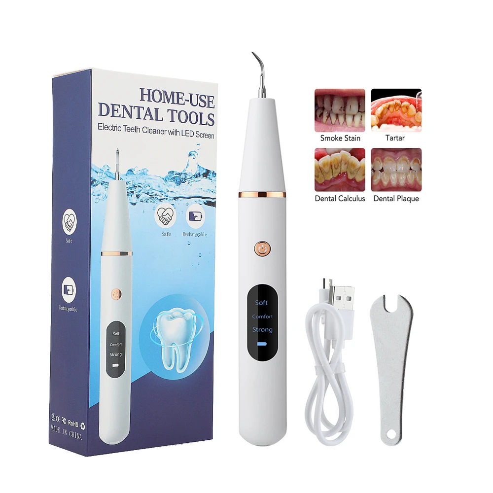 Teeth Whitening Ultrasonic Calculus Remover Dental Scaler Cleaner 3 Mode Electric Smoke Stains Tartar Plaque Care Rechargeable