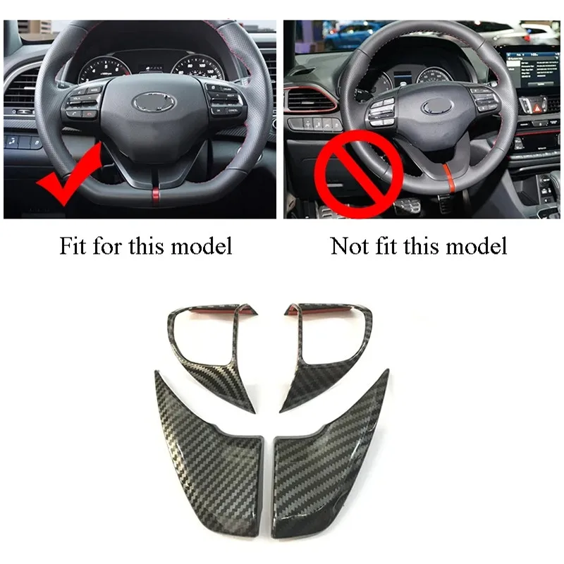 Für Hyundai Elantra 2017-2020 IONIQ Veloster Carbon Fiber Styling Auto Innen Lenkrad Trim Abdeckung Taste Schalter Molding