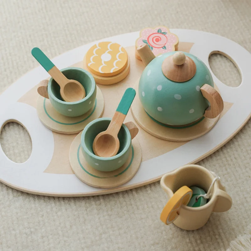 Wooden Afternoon Tea Set Toy Pretend Play Learning Role Play Game