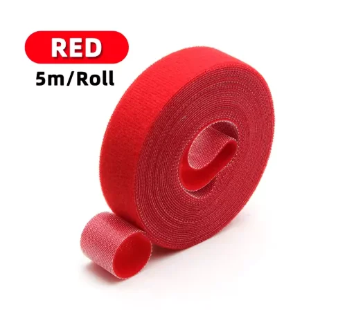Colorful Adhesive Back-to-Back Hook & Loop Strap Roll - Versatile Cable Management and Organization Solution (5m Roll)