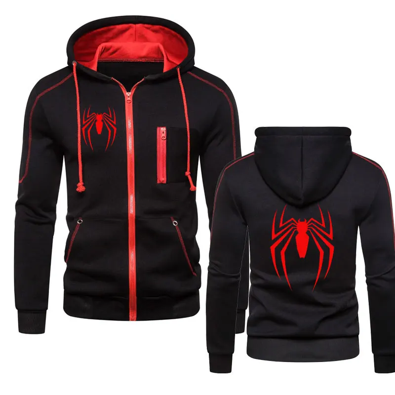 thumbnail image 1 of Sudadera con capucha de spiderman para hombre, ropa de calle con estampado de araña y Zippe, informal, divertida y holgada, novedad, 1 of 4