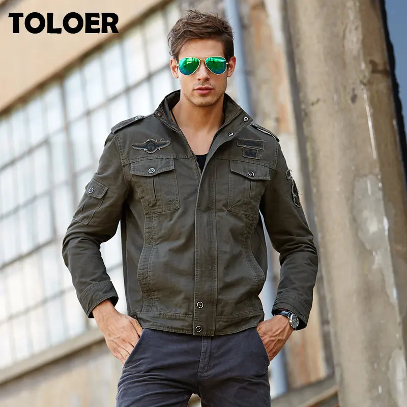 

Autumn Tactical Jacket Men Spring Embroidery Zipper Pilot Jackets Male Cargo Jackets Bomber Coats Jaqueta Masculina Plus size