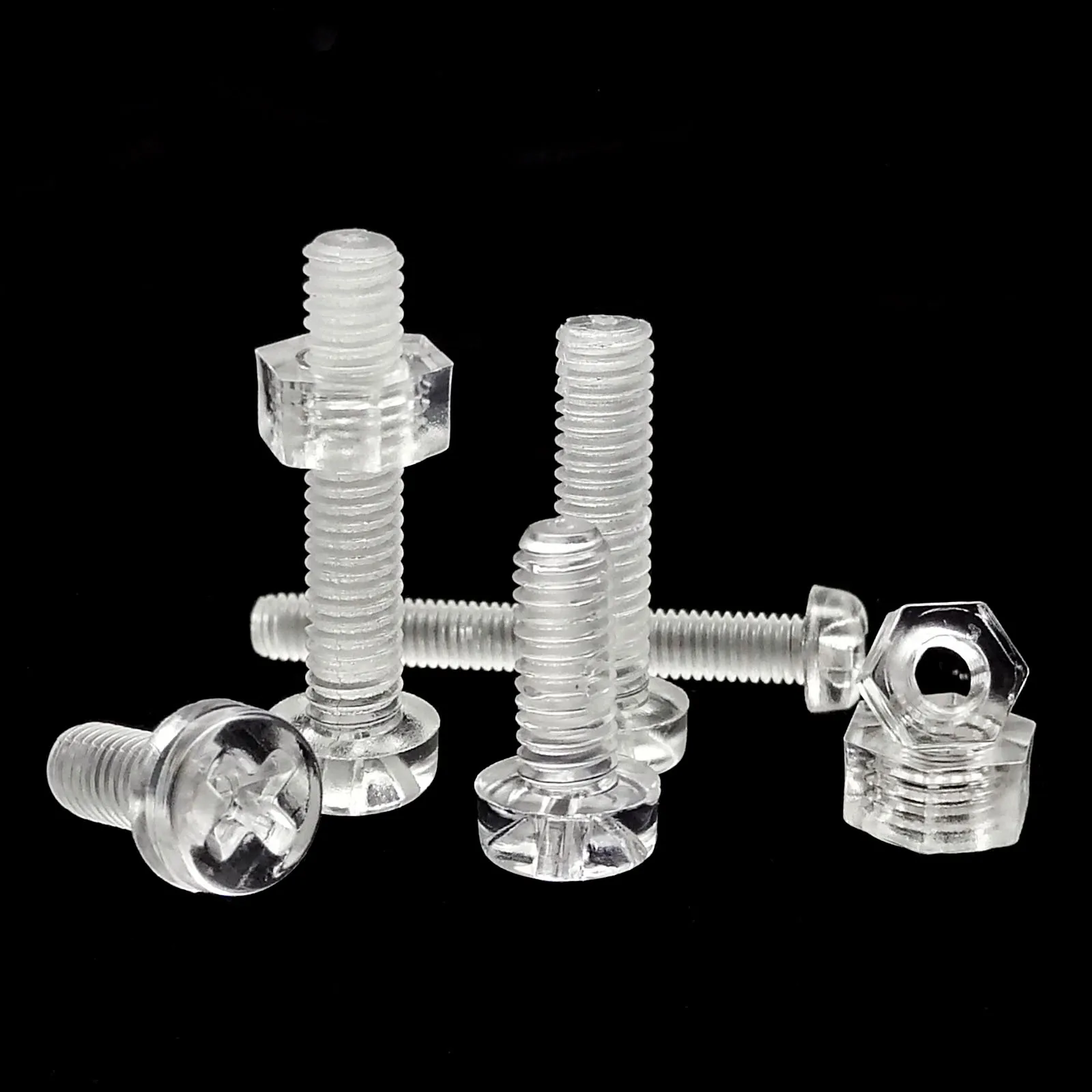 Clear Acrylic Thumbscrews – 60 Pack M3 X 10mm Slotted Knurled Screws With Nuts & Washers - View #11